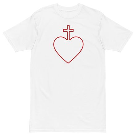 Men&#x27;s Premium Heavyweight Tee, Sacred Heart of Jesus, 7ugqf9 hollow design
