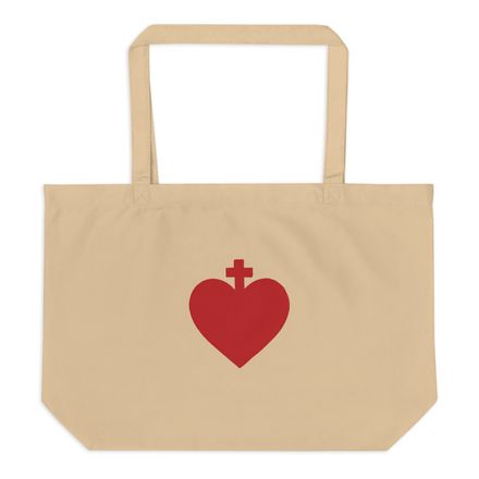 Large Eco Tote, Sacred Heart of Jesus, zhw6bo design