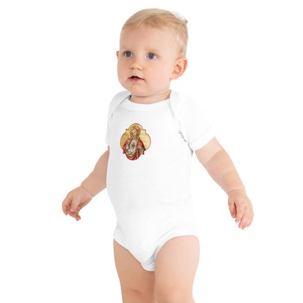 Baby Short Sleeve One Piece , Sacred Heart of Jesus, eq75pu design