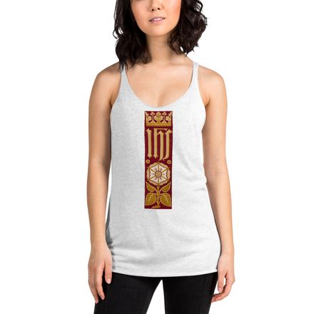 Women&#x27;s Tank Top, IHS Stripe With Crown and Monstrance, Red, yok2qk
