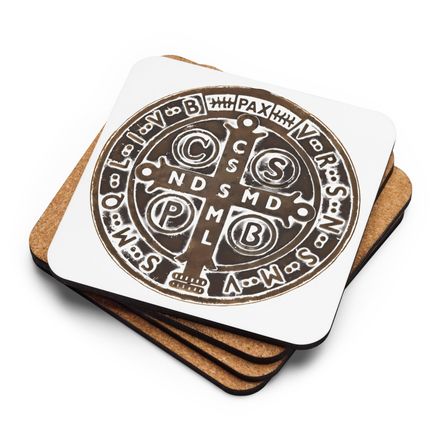 Cork-Back Coaster, St. Benedict Medal, 4ouume design