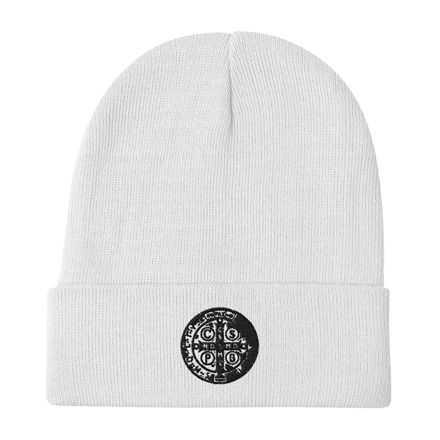 Knit Beanie, St. Benedict Medal, oih8m5 design