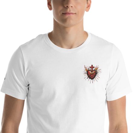 Embroidered Unisex Staple T-Shirt, Sacred Heart of Jesus, uetiyj design