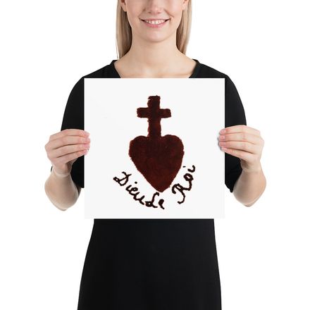 Matte Paper Poster, 12x12, Sacré Coeur, Dieu de Roi, Vendée Chouan, obymh4 design