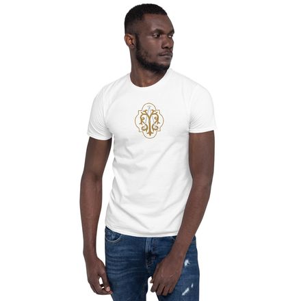 Embroidered Unisex Basic Softstyle T-Shirt, Auspice Maria, Crest with outer edge, kdegvj