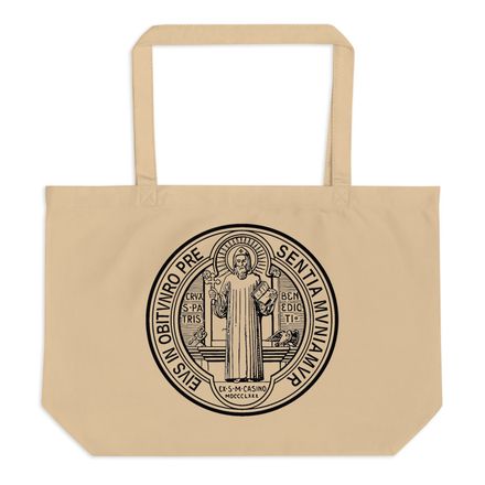 Large Eco Tote, St. Benedict Medal, filt5a design