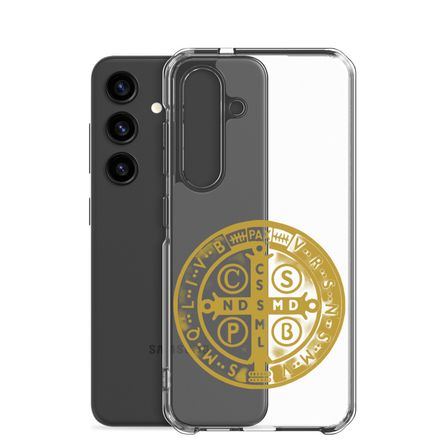 Clear Case for Samsung, St. Benedict Medal, oih8m5 design, gold