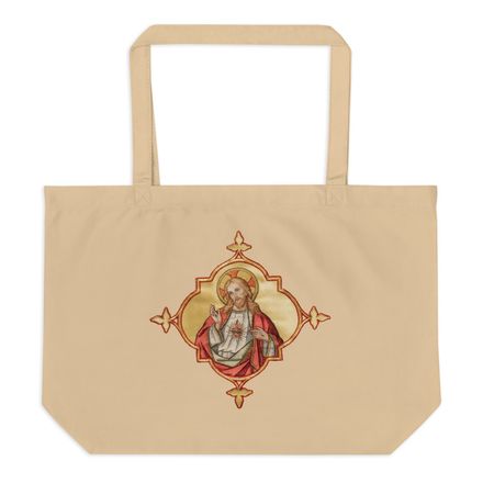 Large Eco Tote, Sacred Heart of Jesus, uyzh4h design