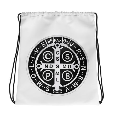 Drawstring Bag, St. Benedict Medal, qiretu design