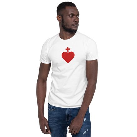 Embroidered Unisex Basic Softstyle T-Shirt, Sacred Heart of Jesus, 7ugqf9 design