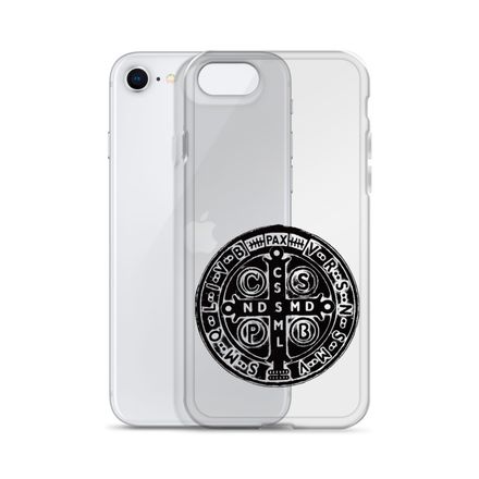 Clear Case for iPhone, St. Benedict Medal, 4ouume design, black