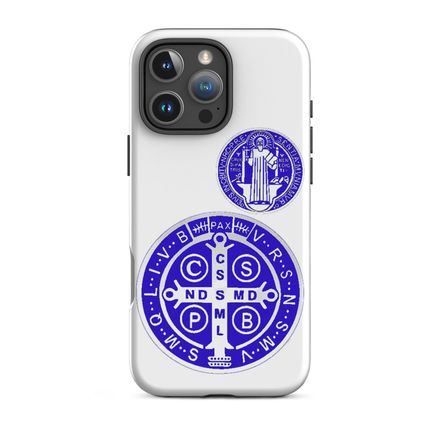 Tough Case for iPhone, St. Benedict Medal, idjfae design, blue