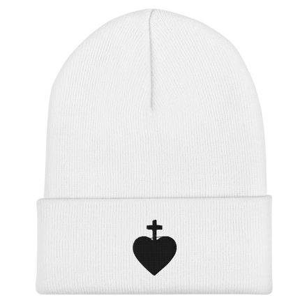 Cuffed Beanie, Sacred Heart of Jesus, 7ugqf9, black