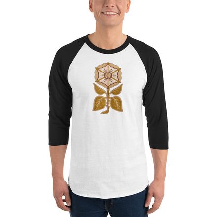 Unisex 3/4 Sleeve Raglan Shirt, Monstrance Tree with Golden Pattern, 7rmavy