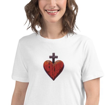 Embroidered Women&#x27;s Relaxed T-Shirt, Sacred Heart of Jesus, 9i93k9 design
