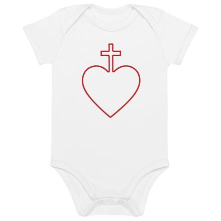 Organic Cotton Baby Bodysuit, Sacred Heart of Jesus, 7ugqf9 hollow design