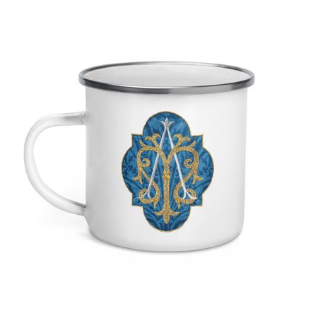 Enamel Mug, Auspice Maria, Crest with rounded Cross, u3bkt0