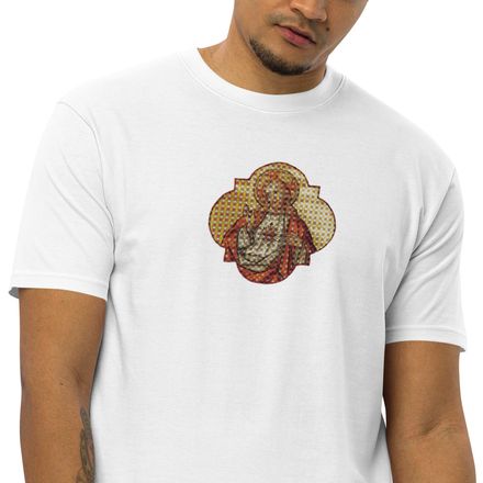 Embroidered Men&#x27;s Premium Heavyweight Tee, Sacred Heart of Jesus, eq75pu design