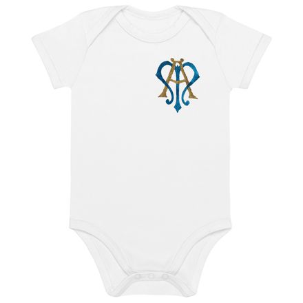 Organic Cotton Baby Bodysuit, Auspice Maria, Crest, rphg0v, left chest