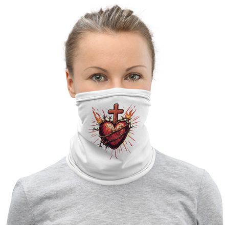 Neck Gaiter, Sacred Heart of Jesus, uetiyj design, half-size