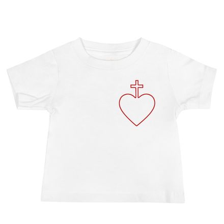 Baby Staple Tee, Sacred Heart of Jesus, 7ugqf9 hollow design, left chest
