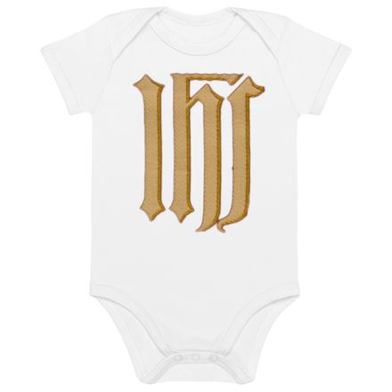 Organic Cotton Baby Bodysuit, IHS, Golden Pattern, gedziz