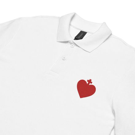 Unisex Pique Polo Shirt, Sacred Heart of Jesus, zhw6bo design