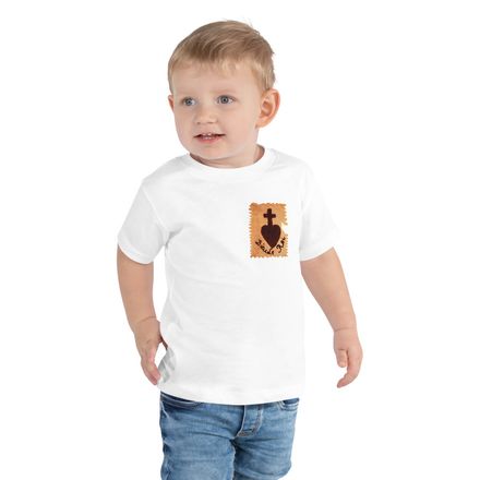Toddler Staple Tee, Sacré Coeur, Dieu de Roi, Vendée Chouan, sqpbrl design, left chest