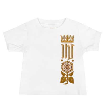 Baby Staple Tee, IHS Stripe With Crown and Monstrance, vw6yal, left chest
