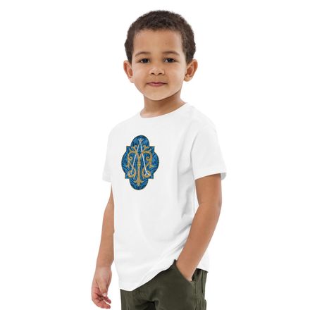 Organic Cotton Kids T-Shirt, Auspice Maria, Crest with rounded Cross, u3bkt0
