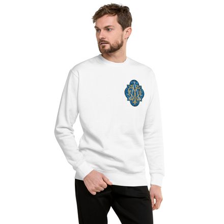 Unisex Premium Sweatshirt, Auspice Maria, Crest with rounded Cross, u3bkt0, left chest
