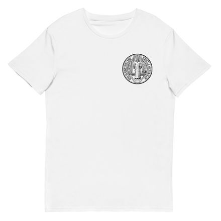 Men&#x27;s Premium Cotton T-Shirt, St. Benedict Medal, filt5a design, back print