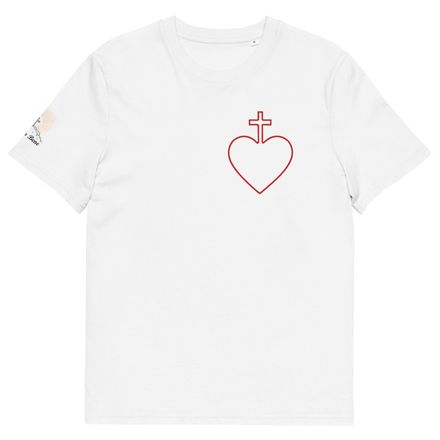Unisex Organic Cotton T-Shirt, Sacred Heart of Jesus, 7ugqf9 hollow design, left chest