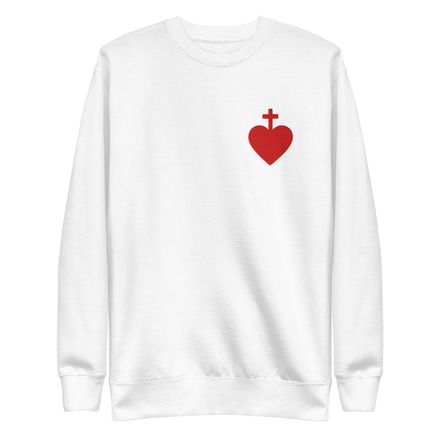 Embroidered Unisex Premium Sweatshirt, Sacred Heart of Jesus, 7ugqf9 design, left chest