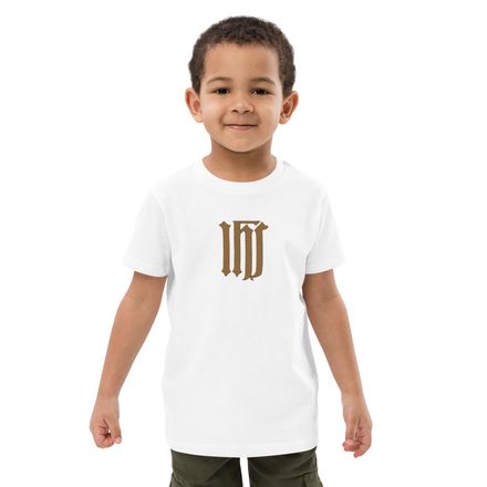 Embroidered Organic Cotton Kids T-Shirt, IHS, Golden Pattern, gedziz