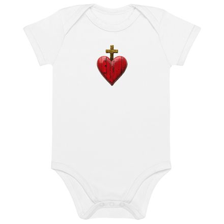 Organic Cotton Baby Bodysuit, Sacred Heart of Jesus, 9i93k9 design 