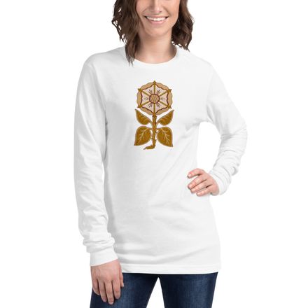 Unisex Long Sleeve Tee, Monstrance Tree with Golden Pattern, 7rmavy