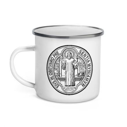 Enamel Mug, St. Benedict Medal, filt5a design
