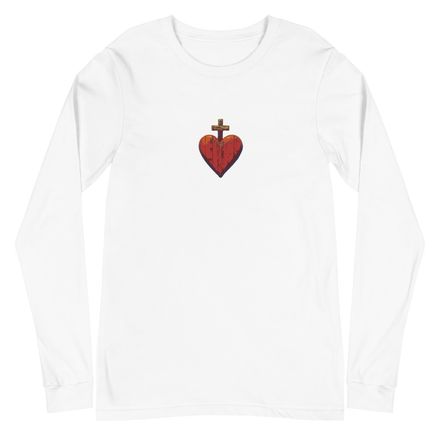 Embroidered Unisex Long Sleeve Tee, Sacred Heart of Jesus, 9i93k9 design