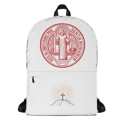 Backpack, St. Benedict Medal, debxwe design, red