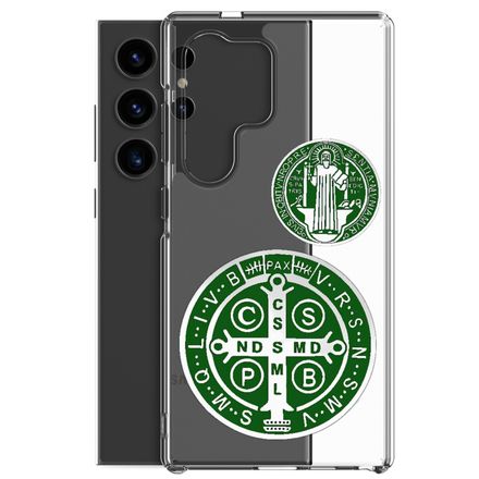 Clear Case for Samsung, St. Benedict Medal, idjfae design, dark green