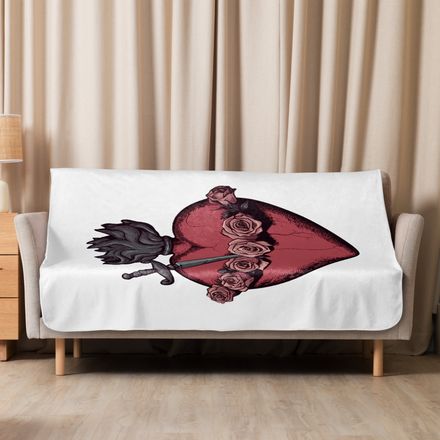 Sublimated Sherpa Blanket, Immaculate Heart Of Mary, g6e1do design, vertical