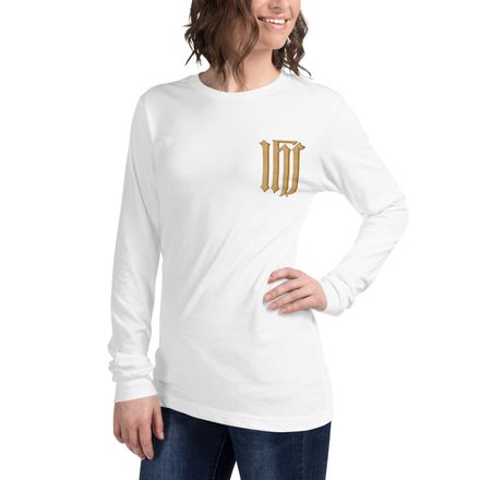 Unisex Long Sleeve Tee, IHS, Golden Pattern, gedziz, left chest