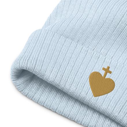 Ribbed Knit Beanie, Sacred Heart of Jesus, 7ugqf9, gold