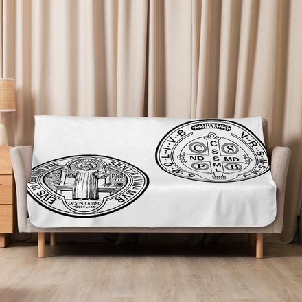 Sublimated Sherpa Blanket, St. Benedict Medal, filt5a design, alternate