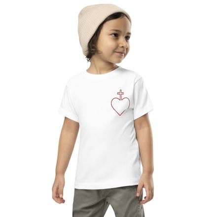 Embroidered Toddler Staple Tee, Sacred Heart of Jesus, 7ugqf9 hollow design, left chest