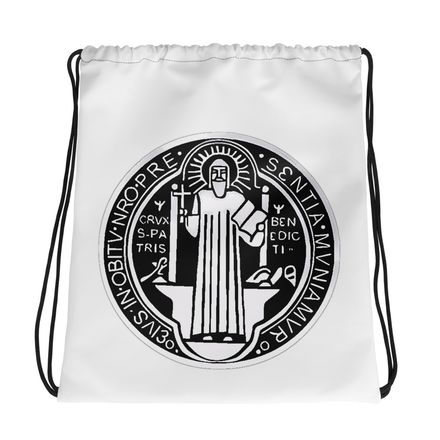 Drawstring Bag, St. Benedict Medal, r3tcvk design