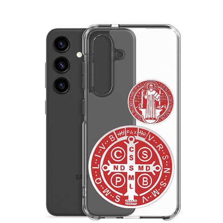 Clear Case for Samsung, St. Benedict Medal, idjfae design, red