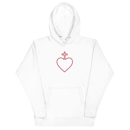 Embroidered Unisex Premium Hoodie, Sacred Heart of Jesus, 7ugqf9 hollow design