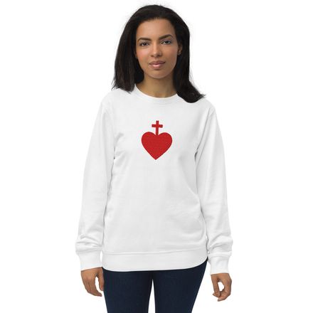 Embroidered Unisex Organic Sweatshirt, Sacred Heart of Jesus, 7ugqf9 design